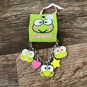 Keroppi High Intencity Frog Face 6 Charm Multi Silver Bracelet Trinkets